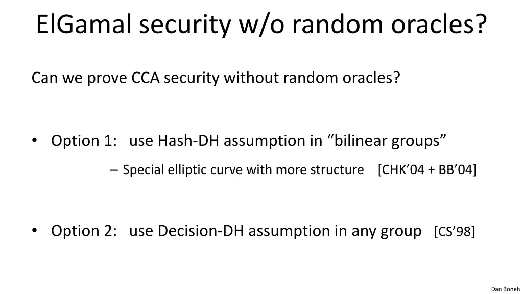 elgamal security w o random oracles