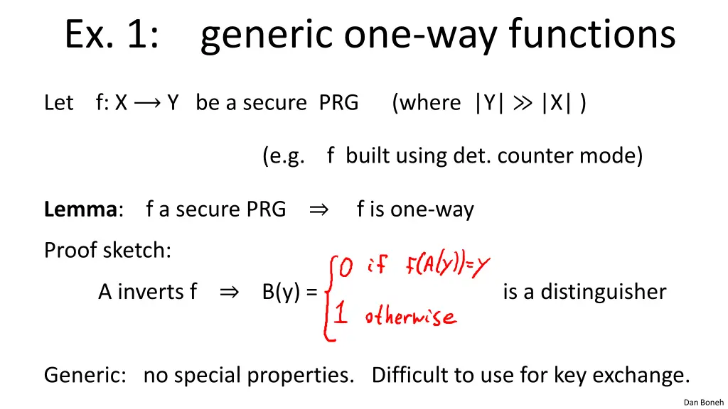 ex 1 generic one way functions