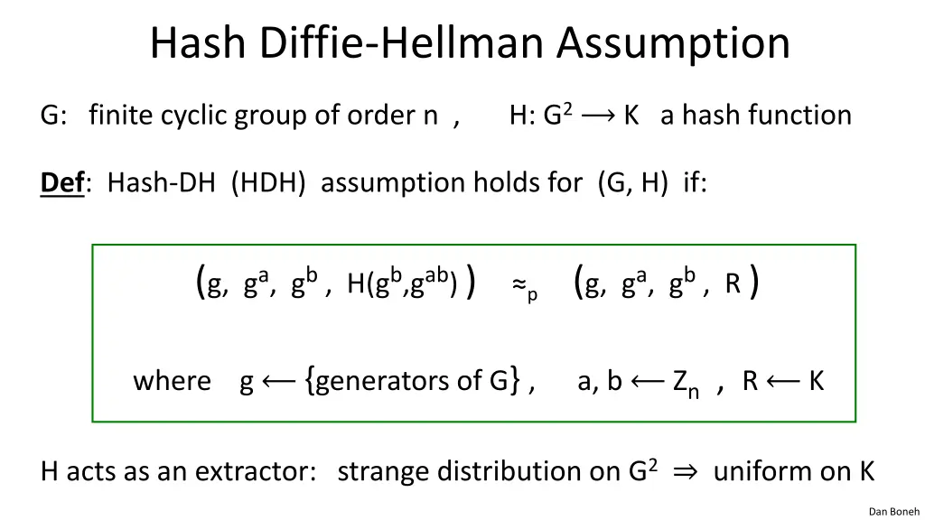 hash diffie hellman assumption