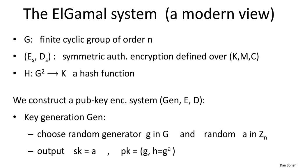 the elgamal system a modern view