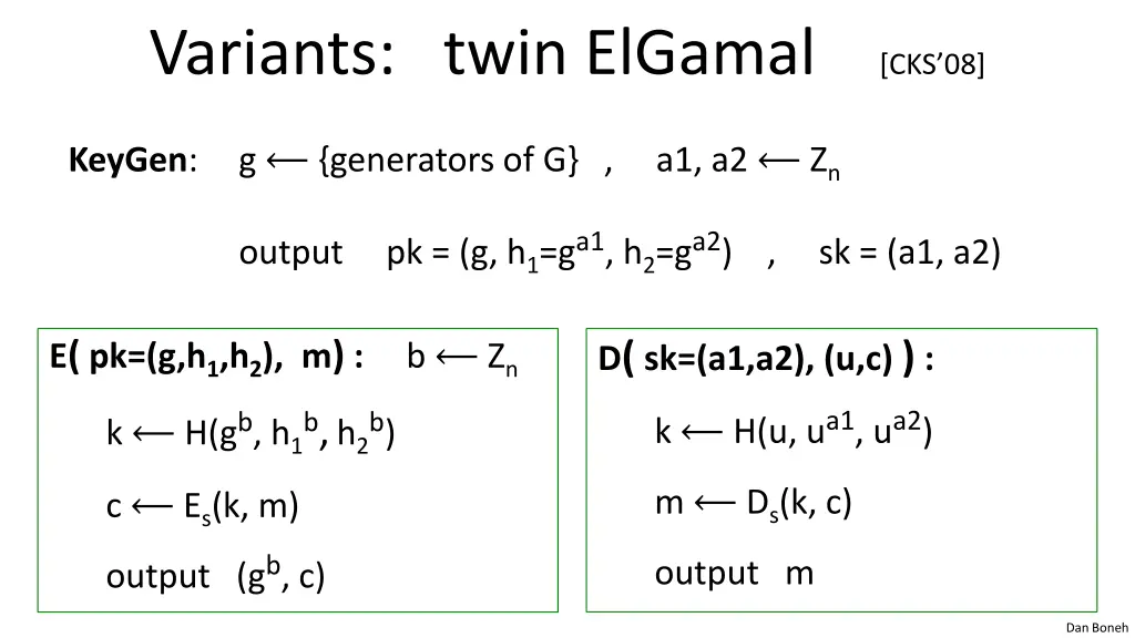 variants twin elgamal cks 08