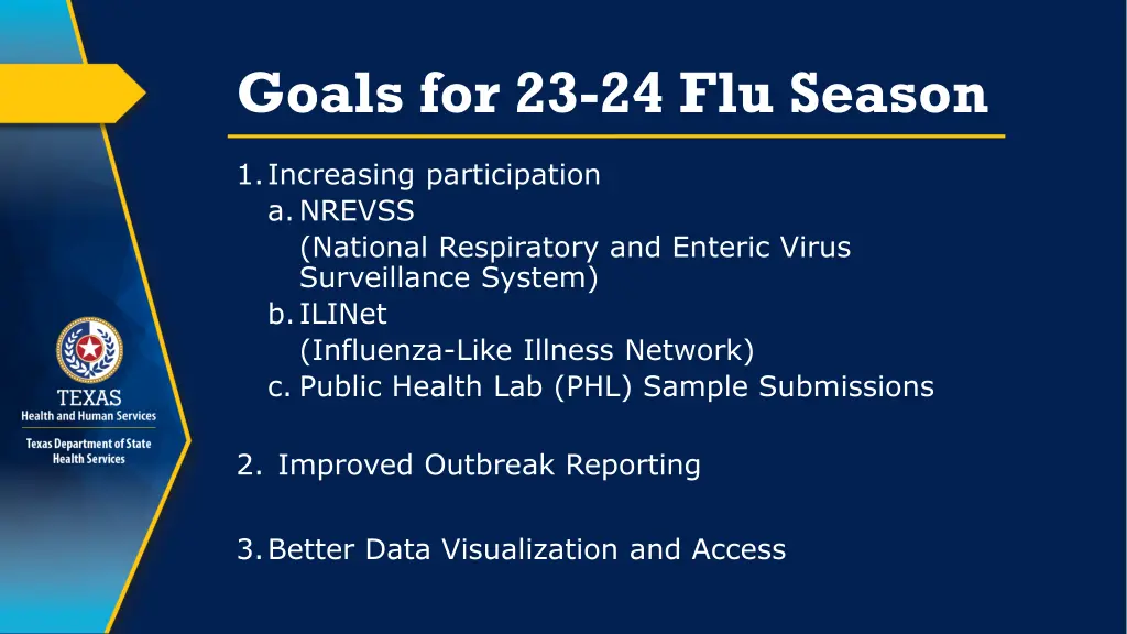 goals for 23 24 flu season