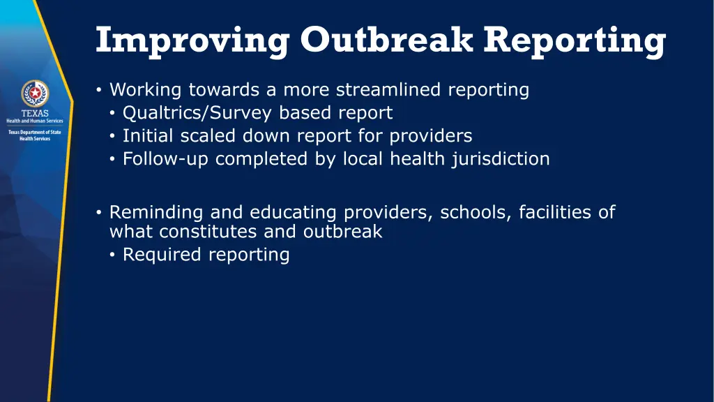 improving outbreak reporting