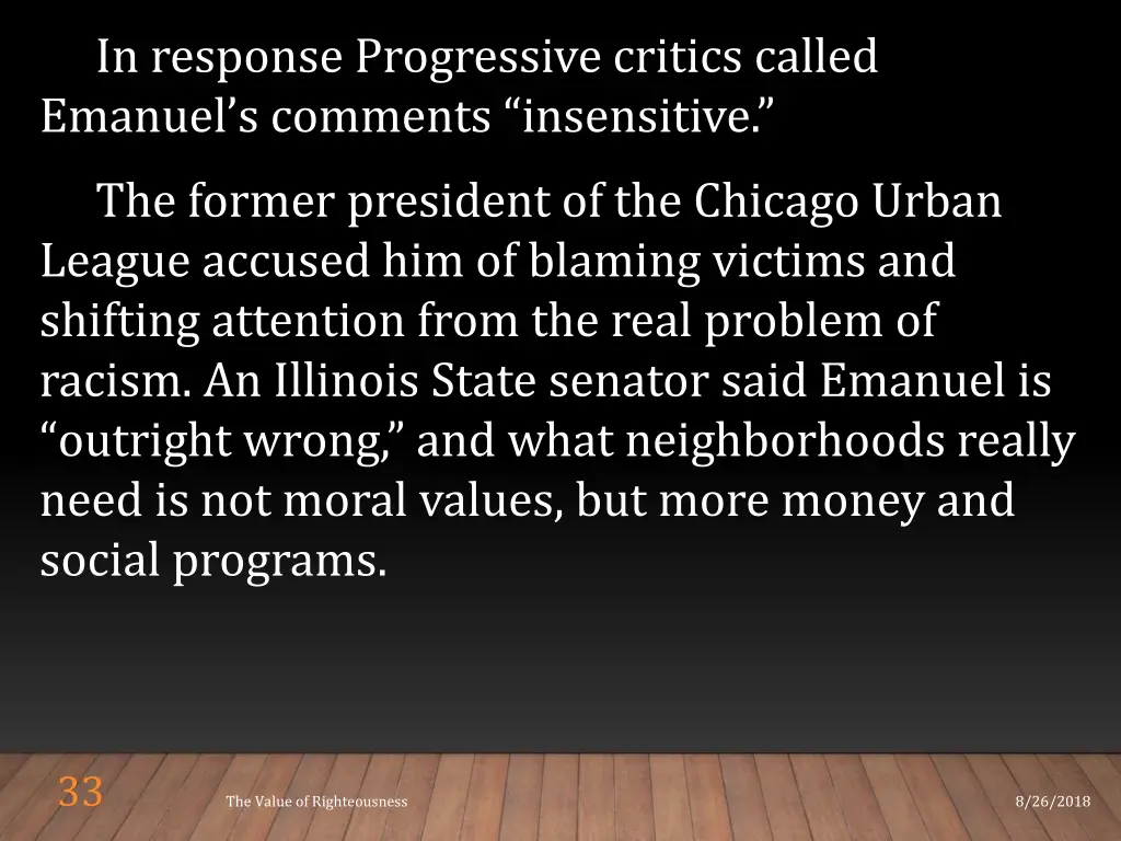 in response progressive critics called emanuel