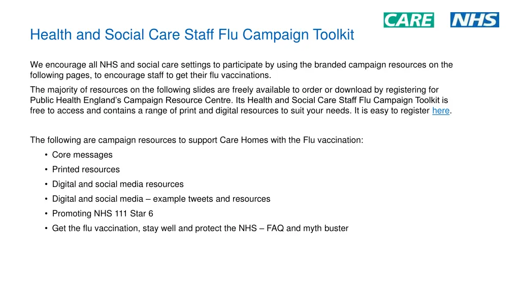 health and social care staff flu campaign toolkit