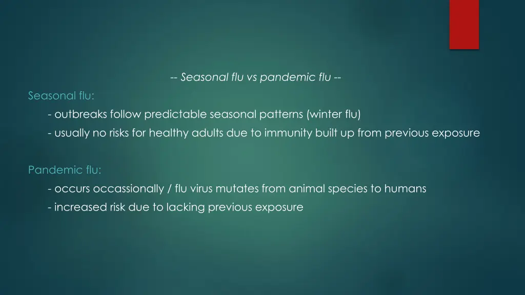 seasonal flu vs pandemic flu