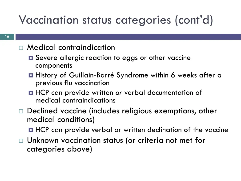 vaccination status categories cont d