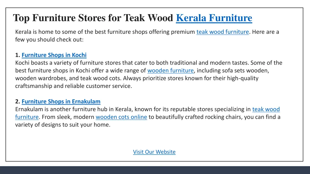 top furniture stores for teak wood kerala