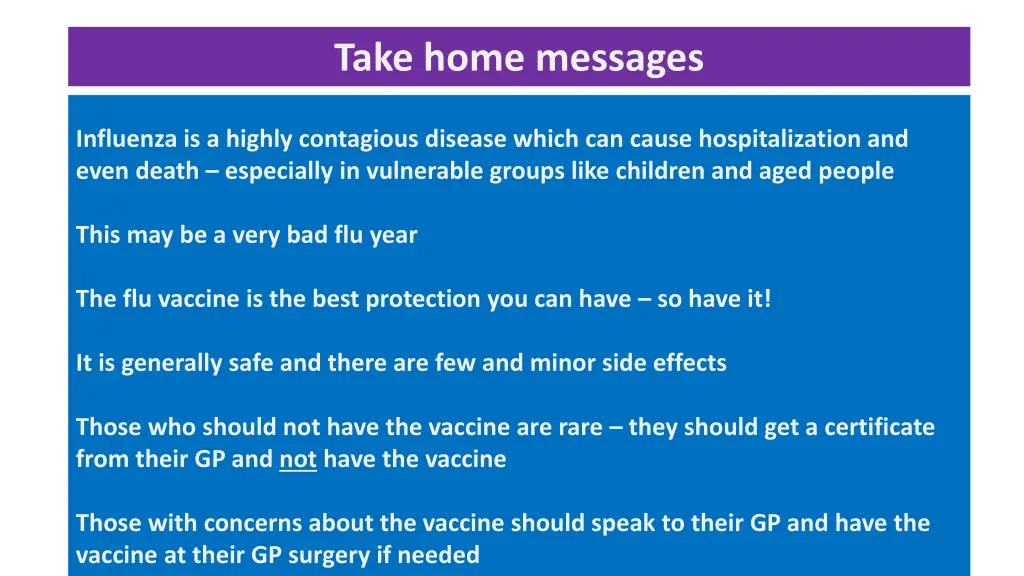 take home messages