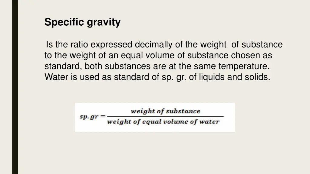 specific gravity