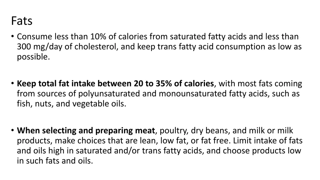 fats consume less than 10 of calories from