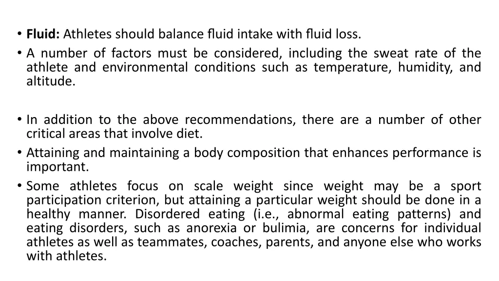 fluid athletes should balance fluid intake with