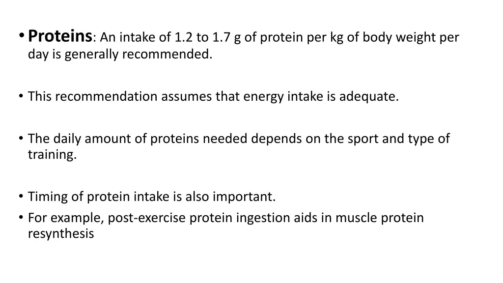 proteins an intake of 1 2 to 1 7 g of protein