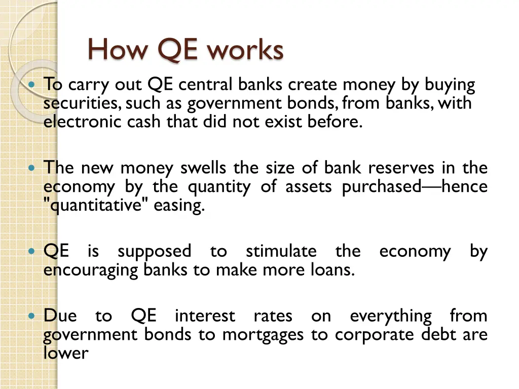 how qe works to carry out qe central banks create