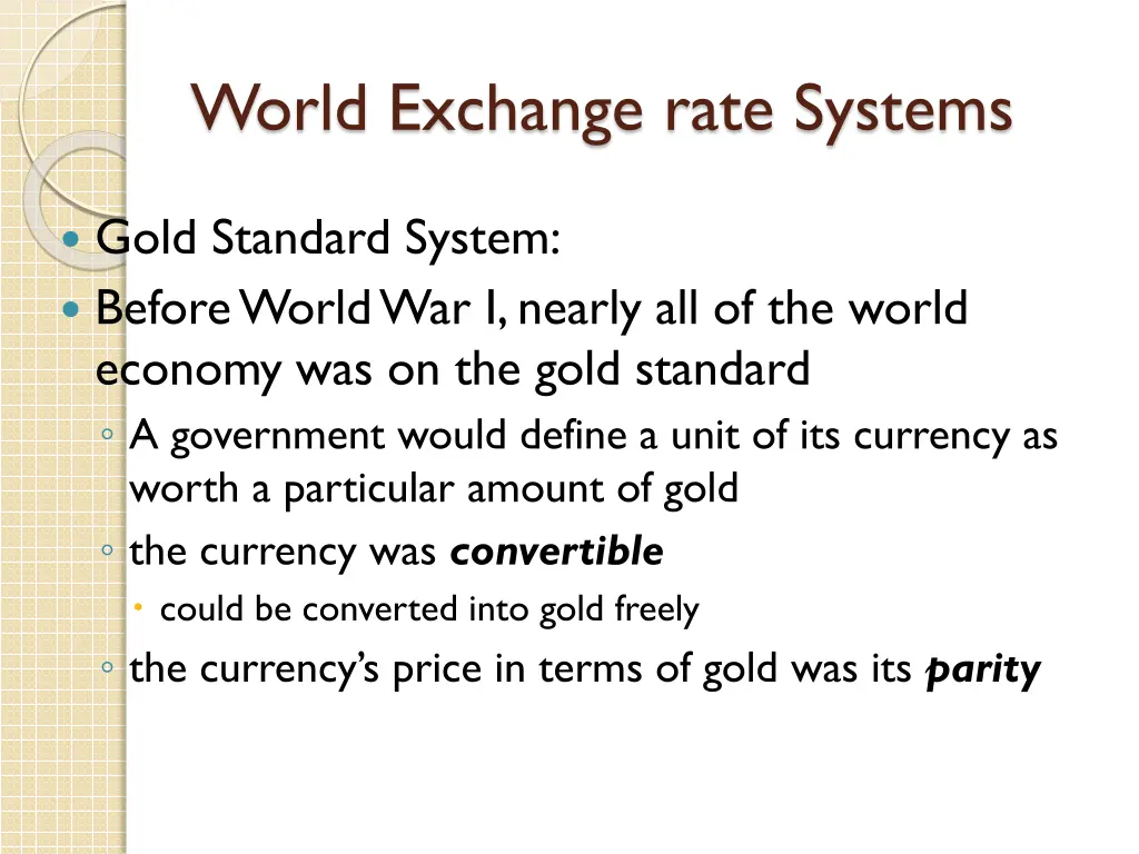 world exchange rate systems