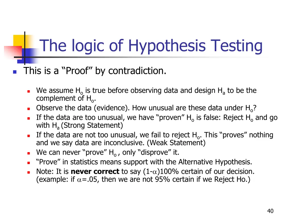 the logic of hypothesis testing