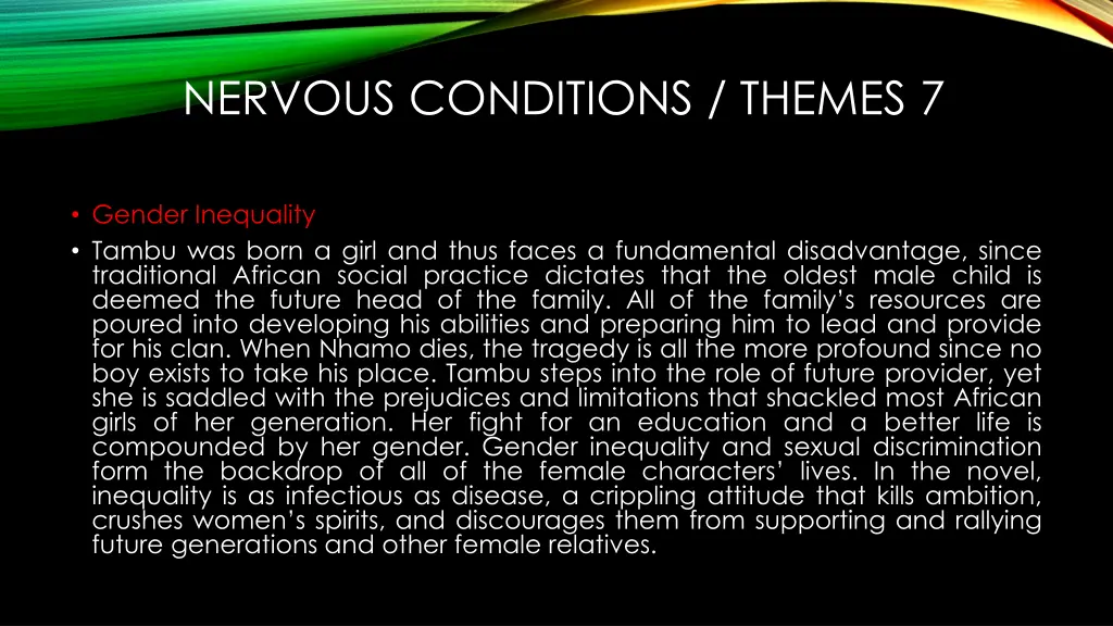 nervous conditions themes 7