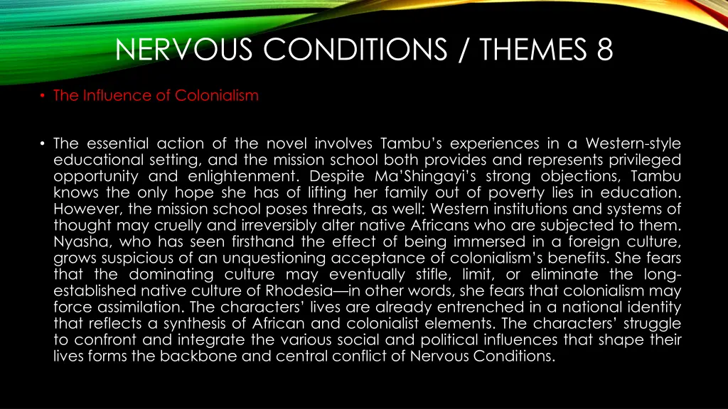 nervous conditions themes 8