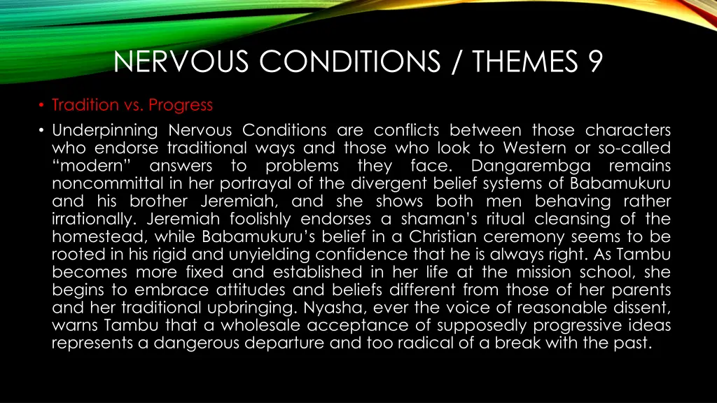 nervous conditions themes 9