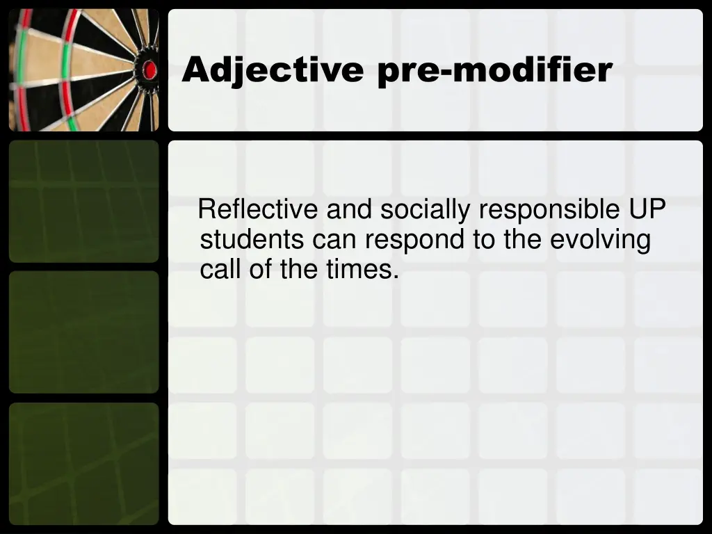 adjective pre modifier