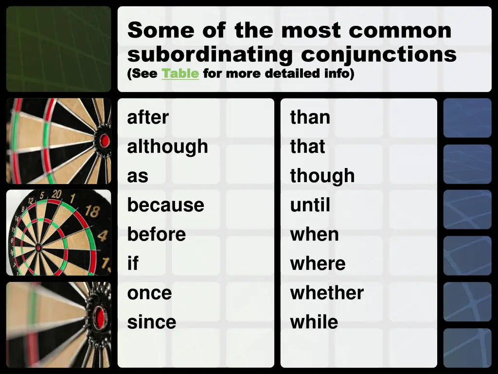 some of the most common subordinating