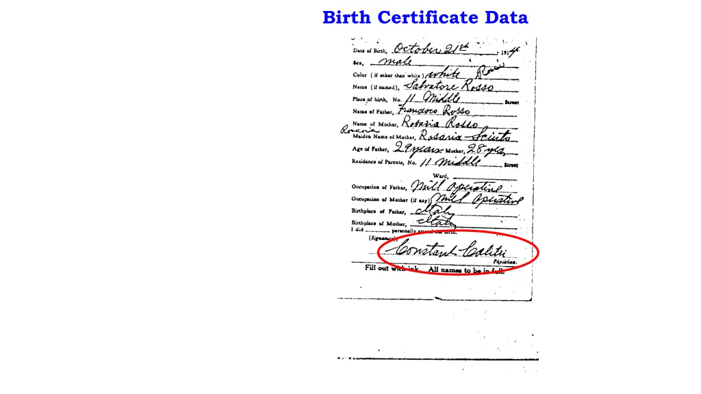 birth certificate data