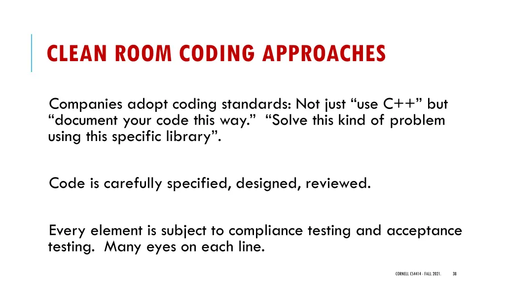 clean room coding approaches