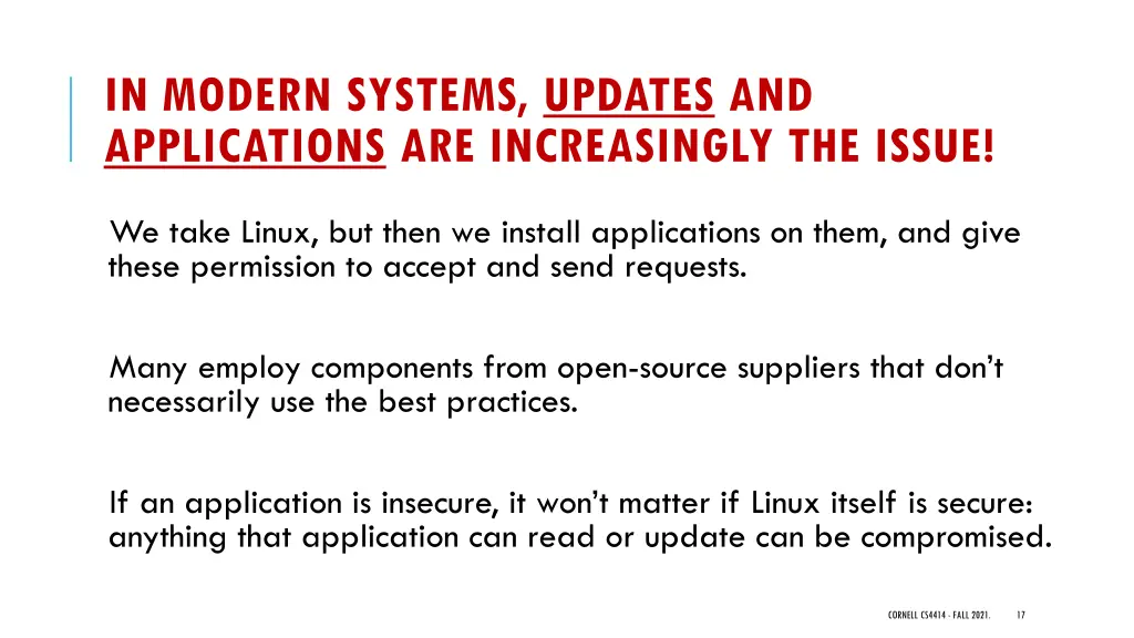 in modern systems updates and applications