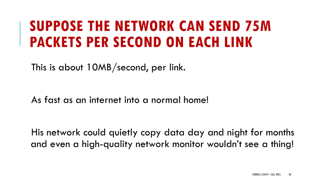 suppose the network can send 75m packets