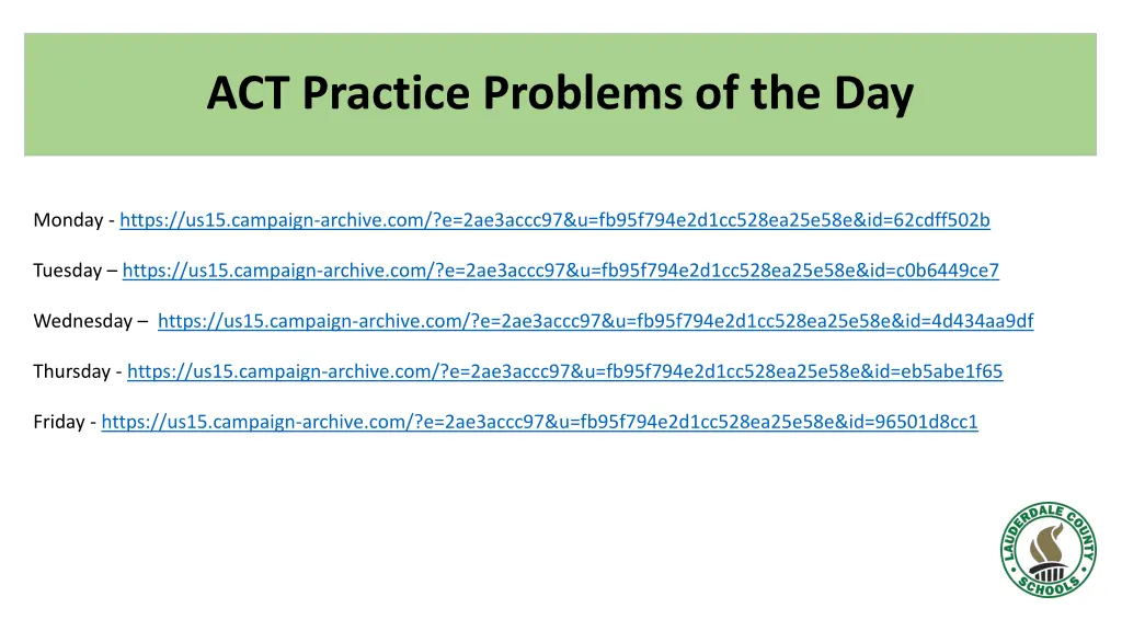 act practice problems of the day