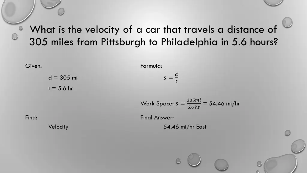 what is the velocity of a car that travels