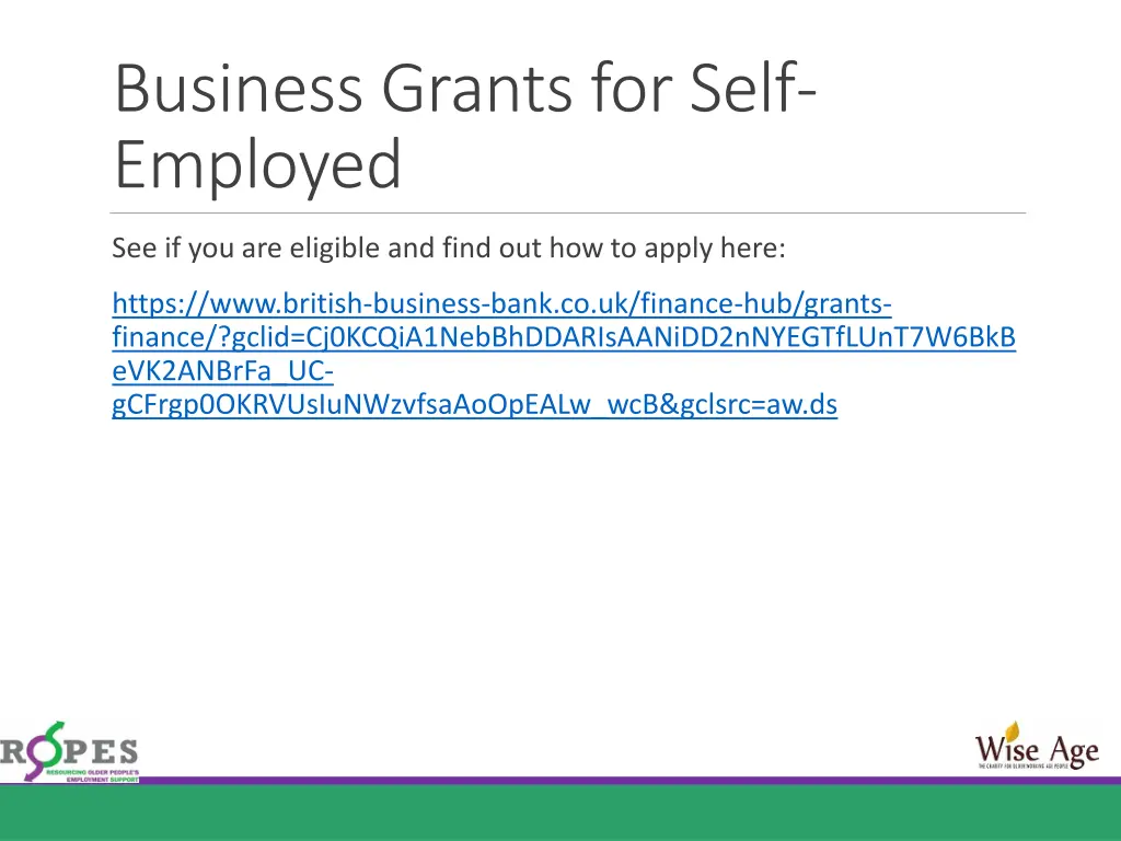 business grants for self employed