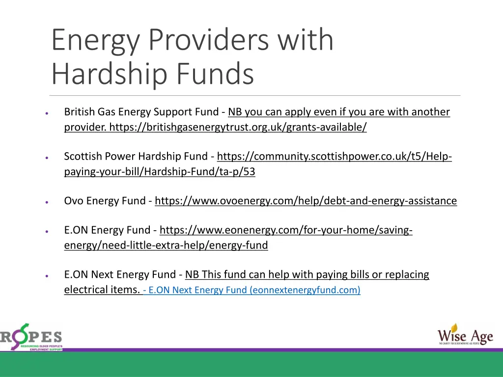 energy providers with hardship funds