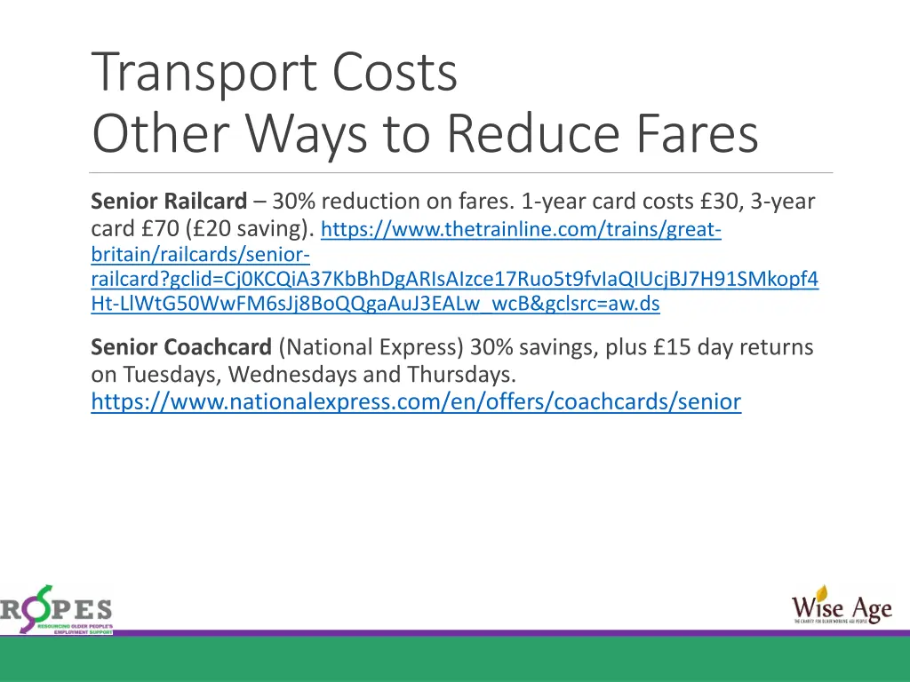 transport costs other ways to reduce fares