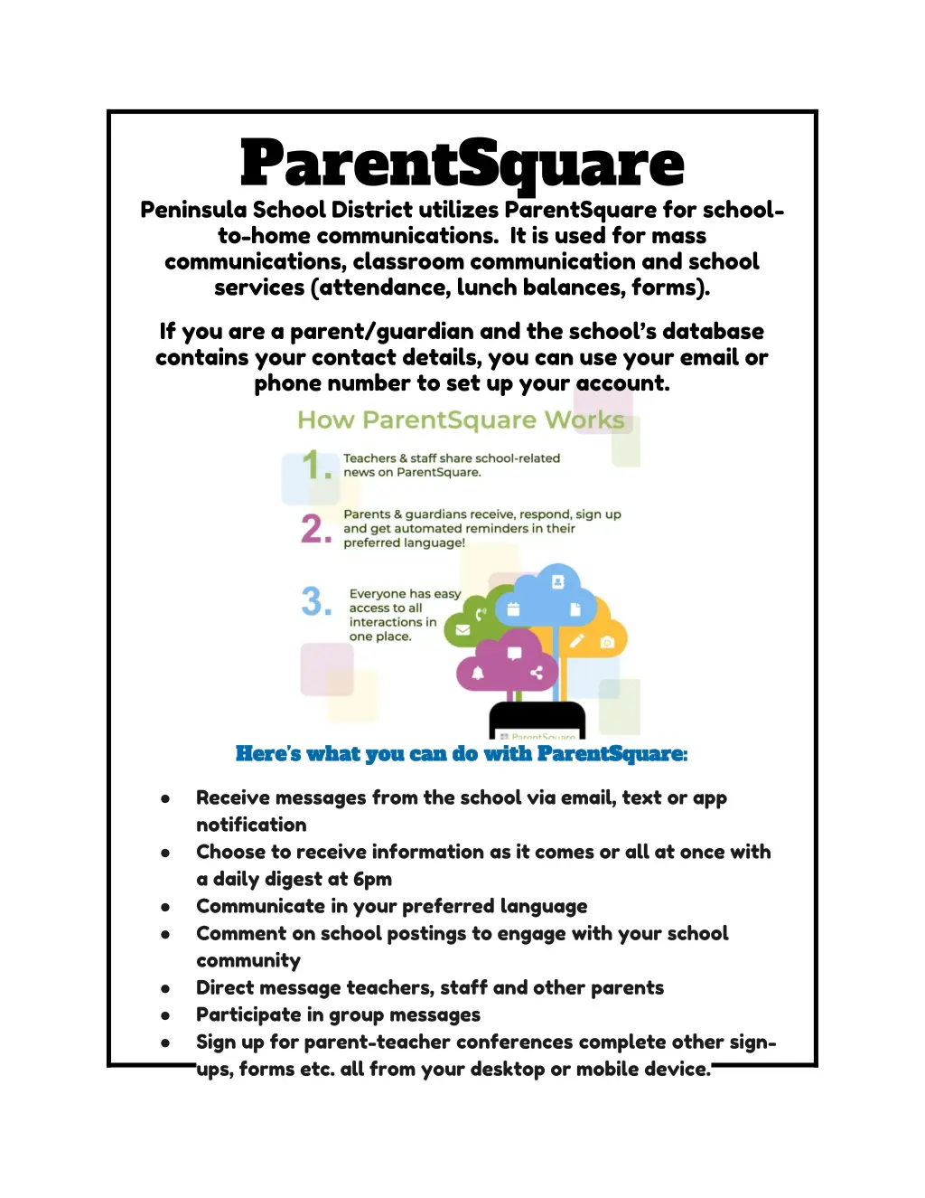 parentsquare peninsula school district utilizes