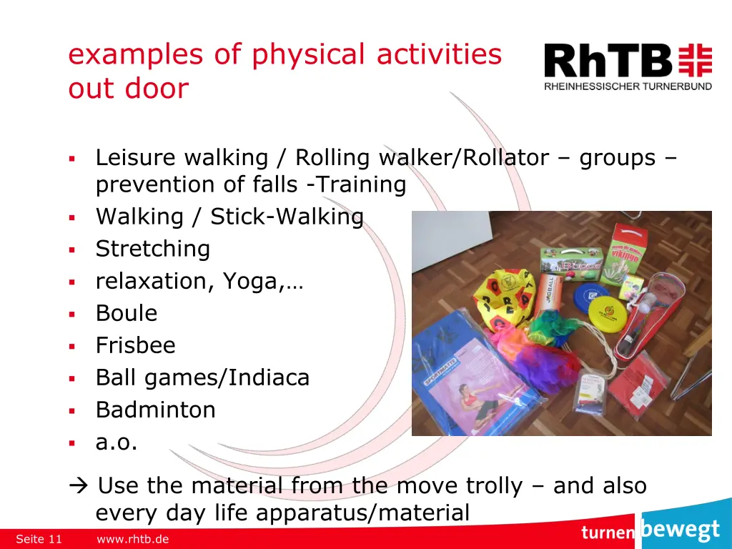 examples of physical activities out door