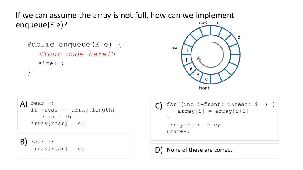 if we can assume the array is not full