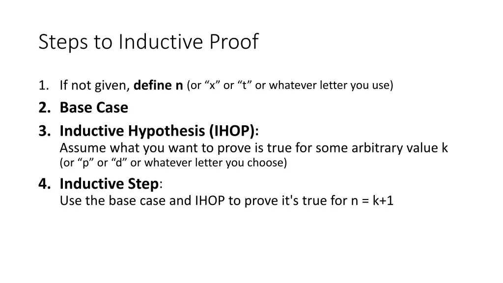 steps to inductive proof