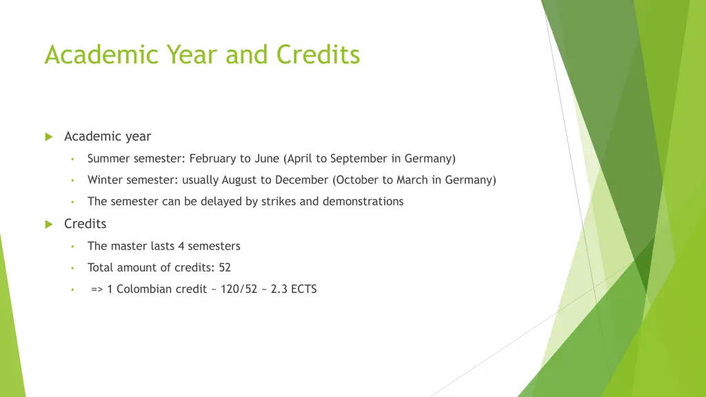 academic year and credits