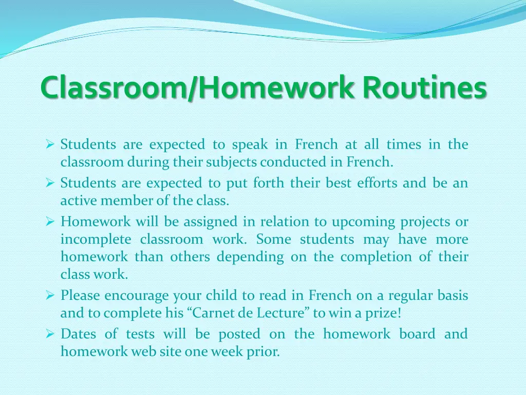 classroom homework routines