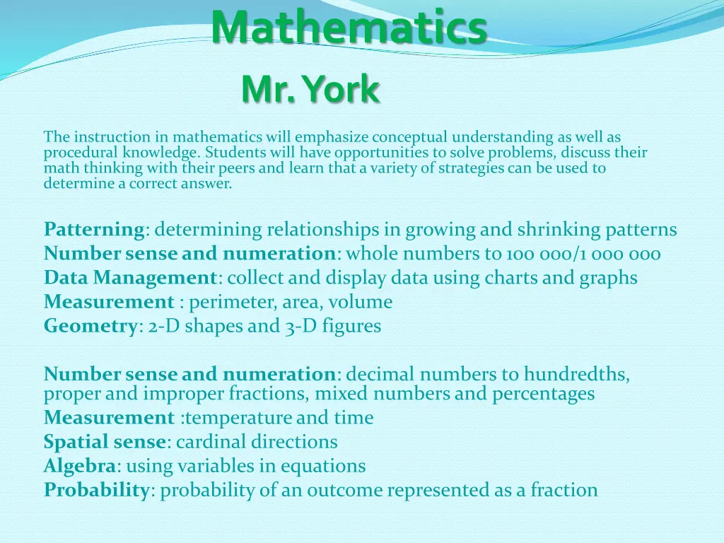 mathematics mr york