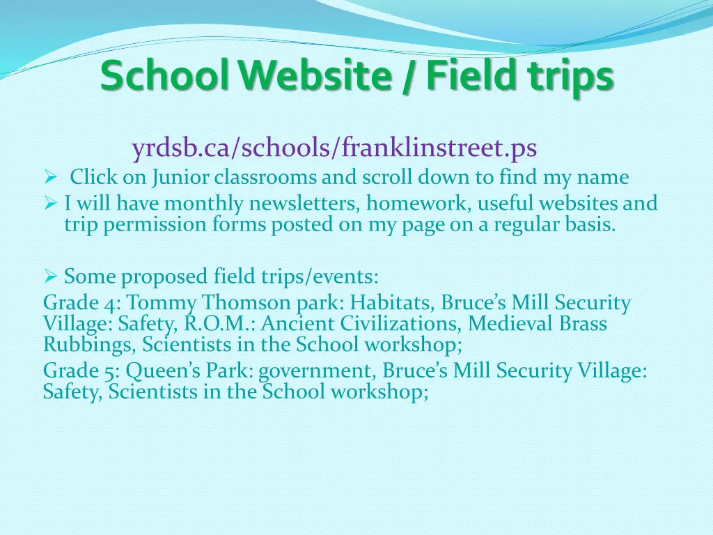 school website field trips