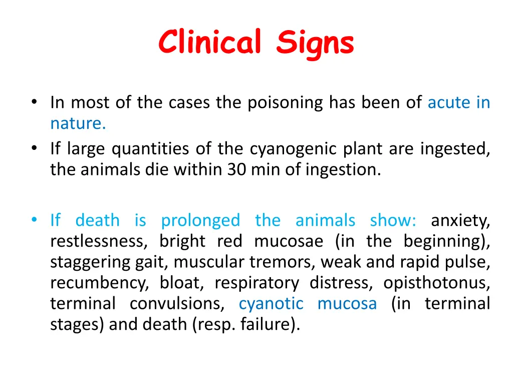 clinical signs