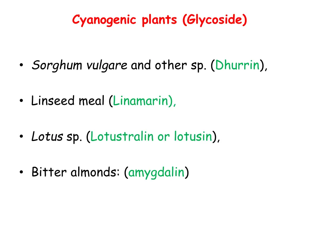 cyanogenic plants glycoside