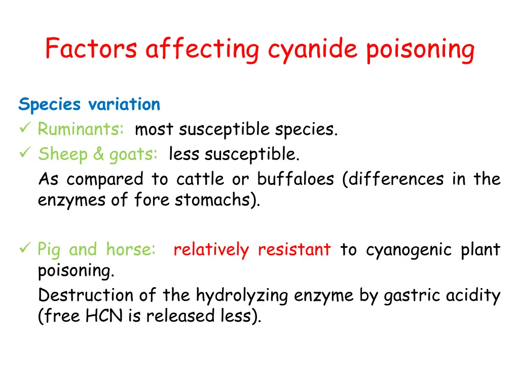 factors affecting cyanide poisoning