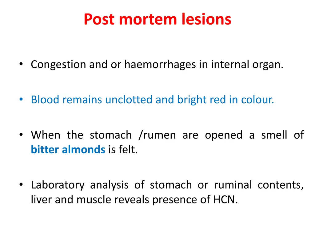 post mortem lesions