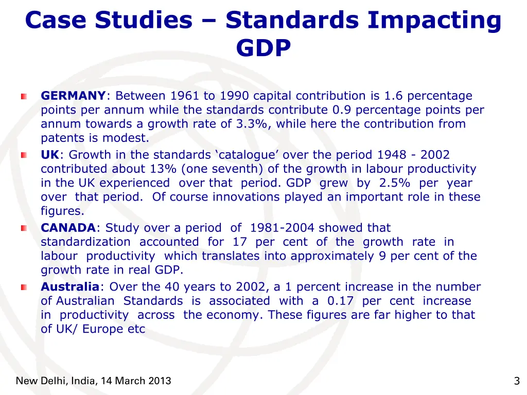 case studies standards impacting gdp