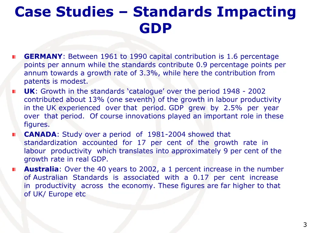 case studies standards impacting gdp