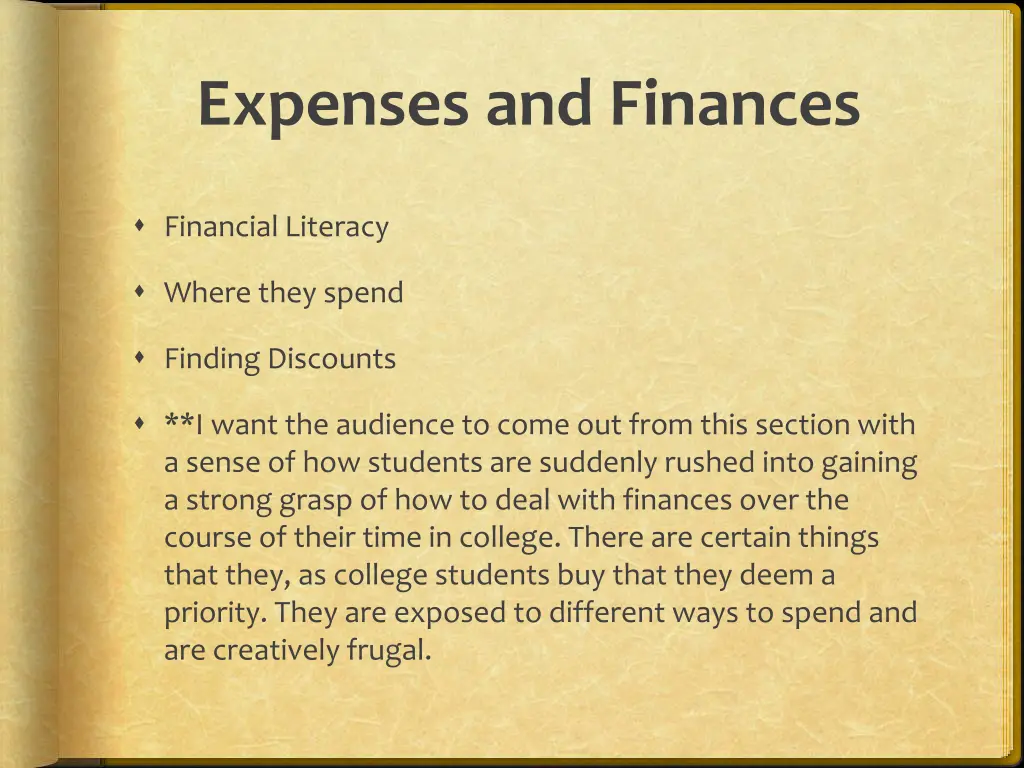 expenses and finances