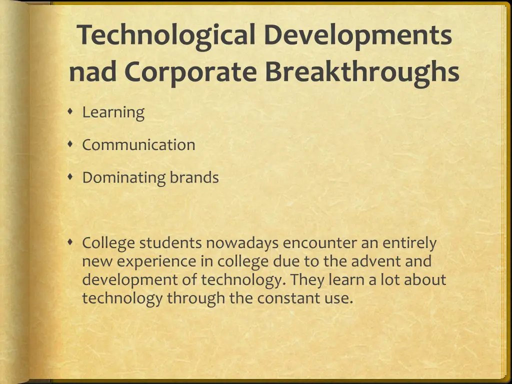 technological developments nad corporate